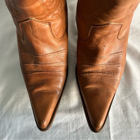 Aldo Brown Leather Western Heeled Boots - Picture 3 of 12